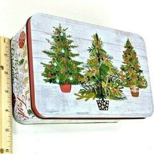 Empty Christmas Tin Container Trees Holiday 62b